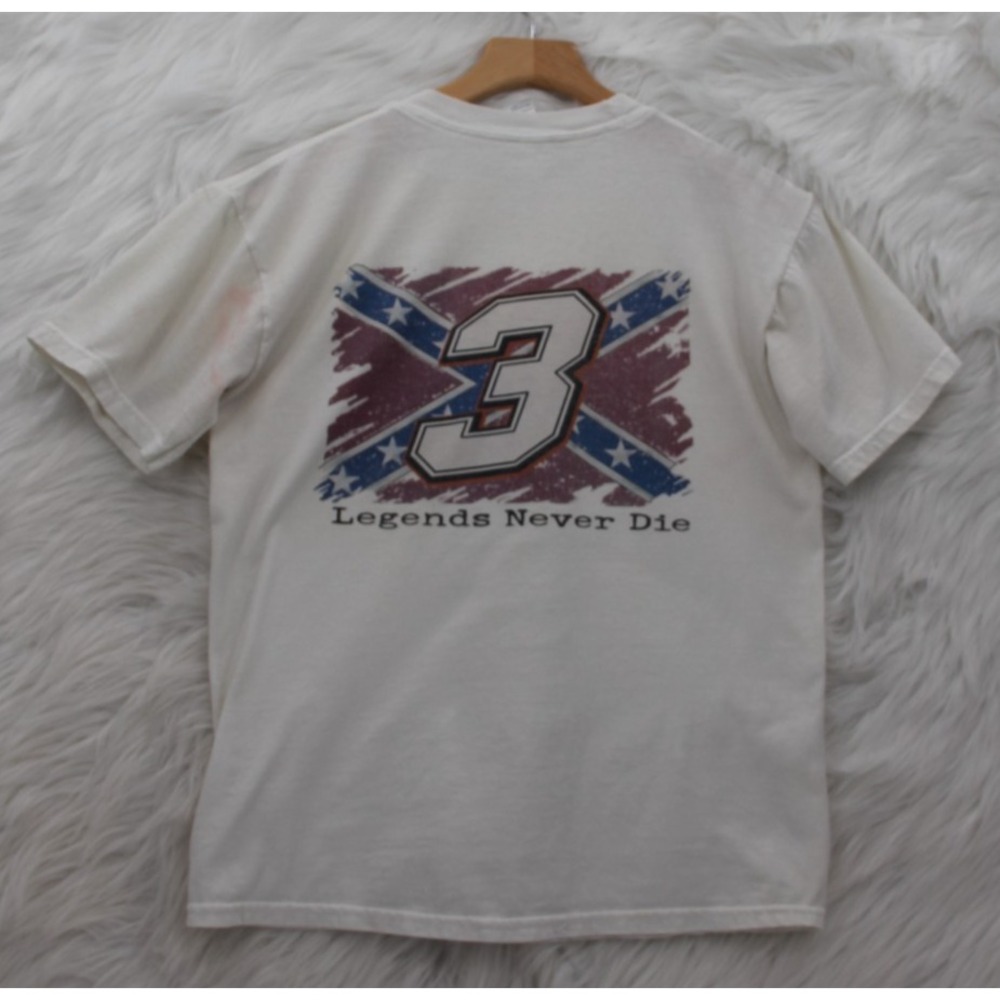 VTG Nascar Racing #3 Earnhardt Double Graphic T Shirt Mens S Legends Never Die
